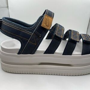 Nike Icon Classics Navy/Denim and White Strappy Sandals